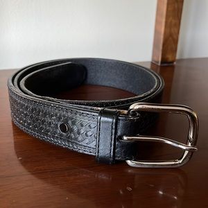 Black genuine leather belt